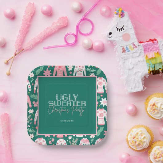 Schattigee lelijke trui kerstfeest papieren bordje (Feest)