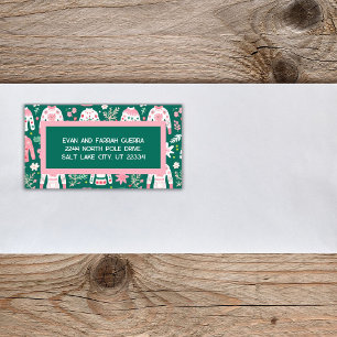 Schattigee lelijke trui roze en groene kerst etiket