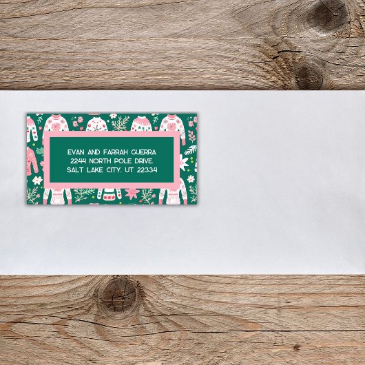 Schattigee lelijke trui roze en groene kerst etiket