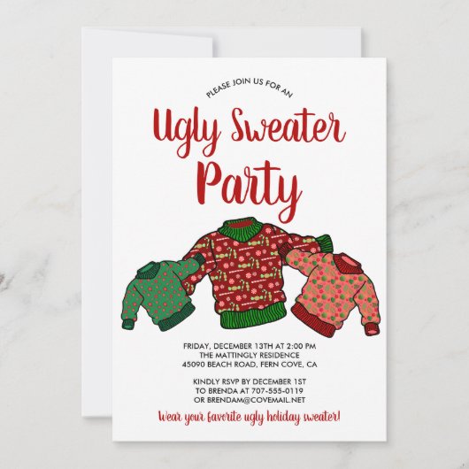 Schattigee lelijke trui winter candy cane feestdag kaart (Voorkant)