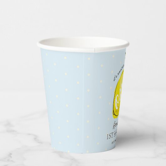Schattigee Lemon 1e Verjaardag Blue Paper Cups Papieren Bekers (Rechts)