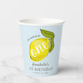 Schattigee Lemon 1e Verjaardag Blue Paper Cups Papieren Bekers (Voorkant)