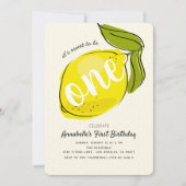 Schattigee Lemon 1e Verjaardag Geel Party Uitnodig Kaart (Voorkant)
