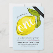 Schattigee Lemon Boy Blue Virtual 1e verjaardag Kaart (Voorkant)