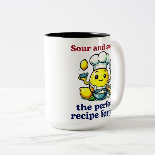 Schattigee Lemon Chef Bakken Joyful Delights Tweekleurige Koffiemok (Voorkant rechts)