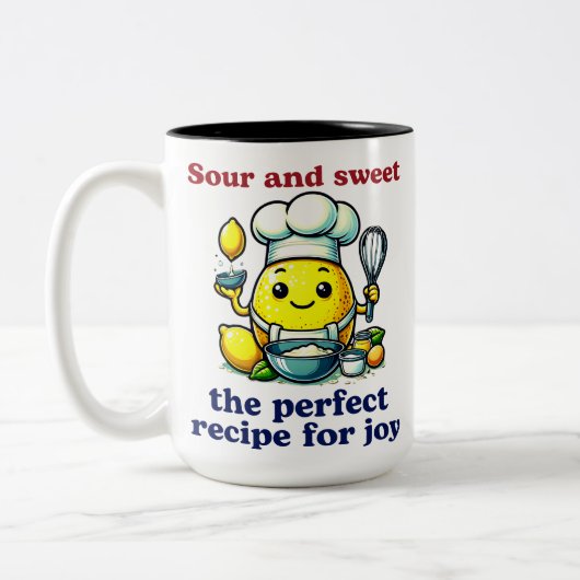 Schattigee Lemon Chef Bakken Joyful Delights Tweekleurige Koffiemok (Links)