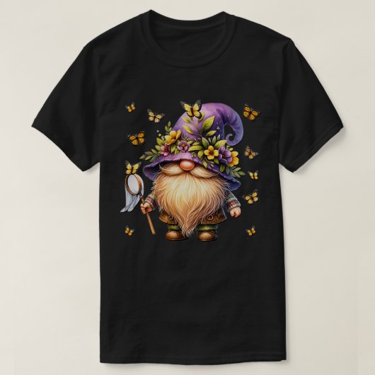 Schattigee lente bloemengnoom Graphic bloemenmonar T-shirt (Design voorkant)