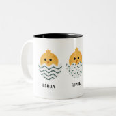 Schattigee lente chick paasmam tweekleurige koffiemok (Voorkant links)