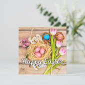 Schattigee lente Happy Easter Collage Kaart (Staand voorkant)