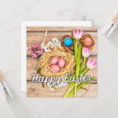 Schattigee lente Happy Easter Collage Kaart (Voorkant / Achterkant in situ)