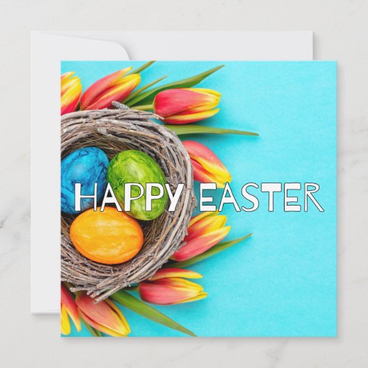 Schattigee lente Happy Easter Flowers & Egg Collag Kaart (Voorkant)