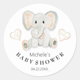 Schattigee Lente Olifant Waterverf Illustratie Ronde Sticker