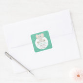 Schattigee Lente Olifant Waterverf Illustratie Vierkante Sticker (Envelop)