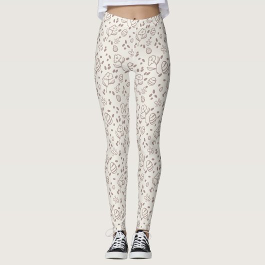 Schattigee lente paashaas bloemmotief eierjacht leggings (Voorkant)