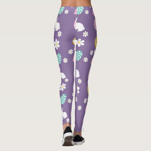 Schattigee lente paashaas bloemmotief eierjacht leggings (Achterkant)
