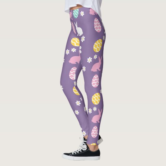 Schattigee lente paashaas bloemmotief eierjacht leggings (Links)