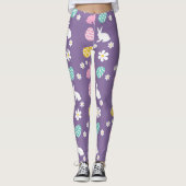 Schattigee lente paashaas bloemmotief eierjacht leggings (Voorkant)