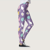 Schattigee lente paashaas bloemmotief eierjacht leggings (Rechts)