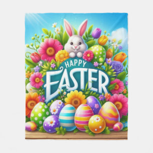 Schattigee lente/paashaas met ei fleece deken