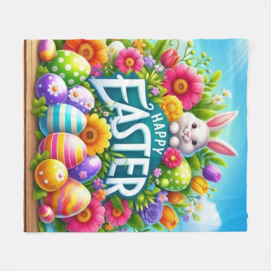 Schattigee lente/paashaas met ei fleece deken (Voorkant (Horizontaal))