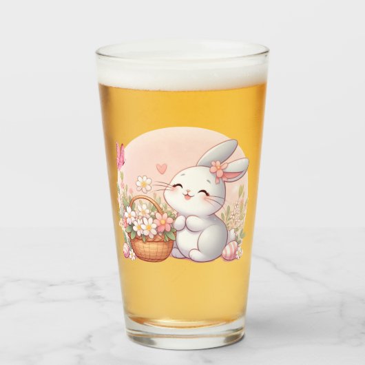 Schattigee lente/paashaas met ei glas (Voorkant gevuld)