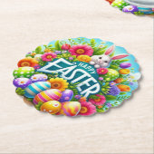 Schattigee lente/paashaas met ei kartonnen onderzetters (Gekanteld)