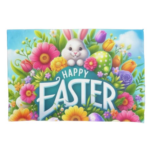 Schattigee lente/paashaas met ei kussensloop (Voorkant)
