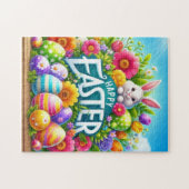 Schattigee lente/paashaas met ei legpuzzel (Horizontaal)