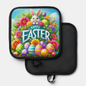 Schattigee lente/paashaas met ei pannenlap (Voorkant / Achterkant)