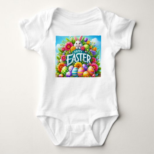 Schattigee lente/paashaas met ei romper (Voorkant)