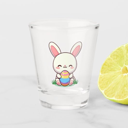 Schattigee lente/paashaas met ei shot glas (Voorkant)
