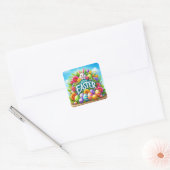 Schattigee lente/paashaas met ei vierkante sticker (Envelop)