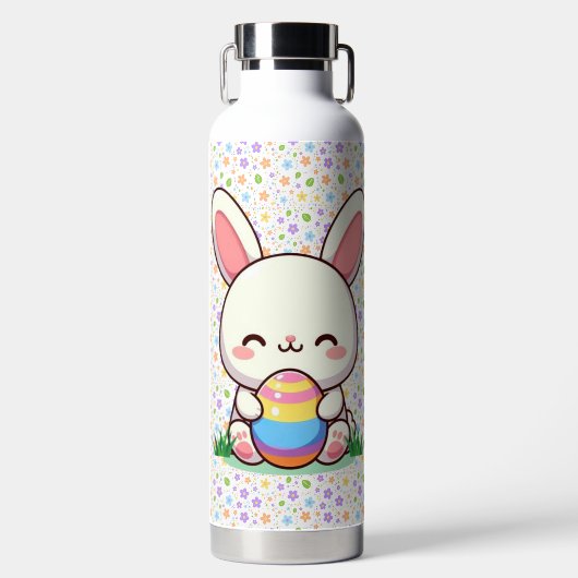 Schattigee lente/paashaas met ei waterfles (Voorkant)
