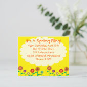 Schattigee lente themafeest kaart (Staand voorkant)