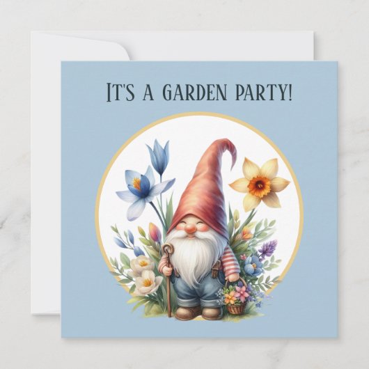 Schattigee lente tuin party gnoom kaart (Voorkant)