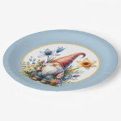 Schattigee lente tuin party gnoom papieren bordje (Gekanteld)