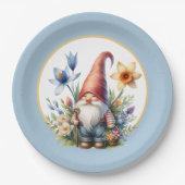 Schattigee lente tuin party gnoom papieren bordje (Voorkant)