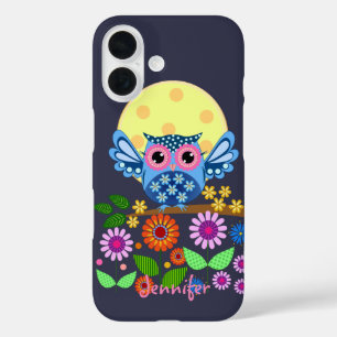 Schattigee lente Uil & aangepaste Naam iPhone 16 Hoesje