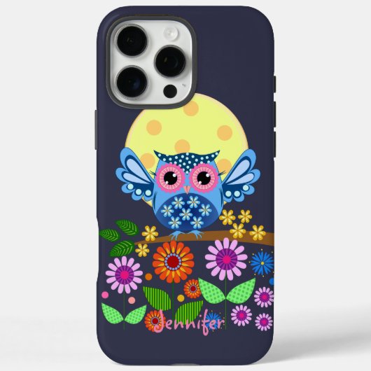 Schattigee lente Uil & aangepaste Naam Case-Mate iPhone Case (Achterkant)