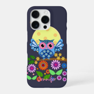 Schattigee lente Uil & aangepaste Naam iPhone 16 Pro Hoesje