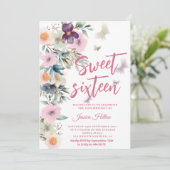 Schattigee lente vlinder boho bloemenzoet 16 kaart (Staand voorkant)