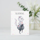 Schattigee lentekat feestdagenkaart (Staand voorkant)