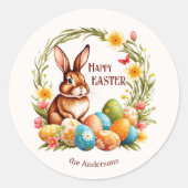 Schattigee lentekonijn bloemenpaaseieren Sticker (Voorkant)