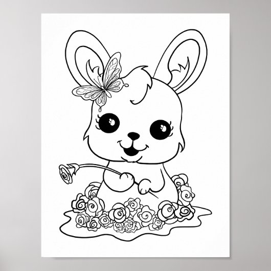 Schattigee lentekonijn paaskleuractiviteit poster (Voorkant)