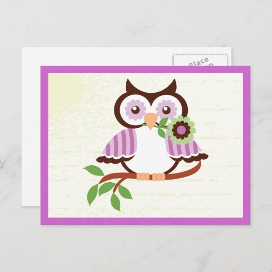 Schattigee lenteuil met een bloemetje in haar snav briefkaart (Voorkant / Achterkant)