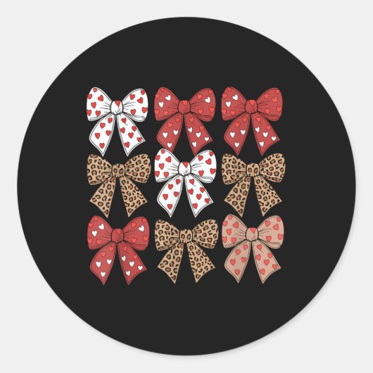 Schattigee Leopard Cheetah Print Coquette Bows Gir Ronde Sticker (Voorkant)