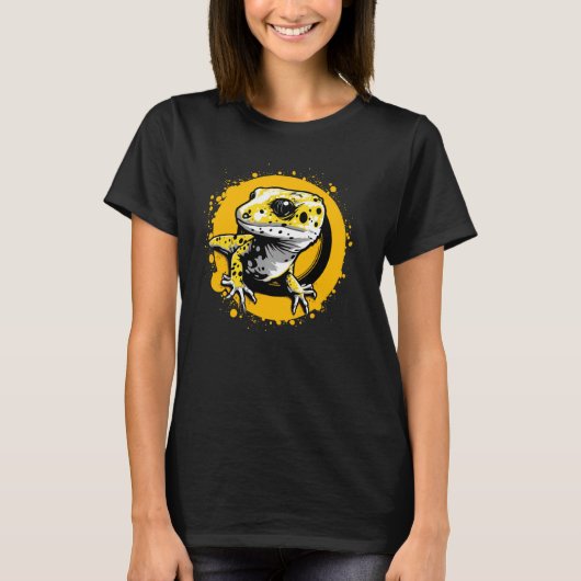 Schattigee Leopard Gecko Cartoon Kleurrijke Hagedi T-shirt (Voorkant)