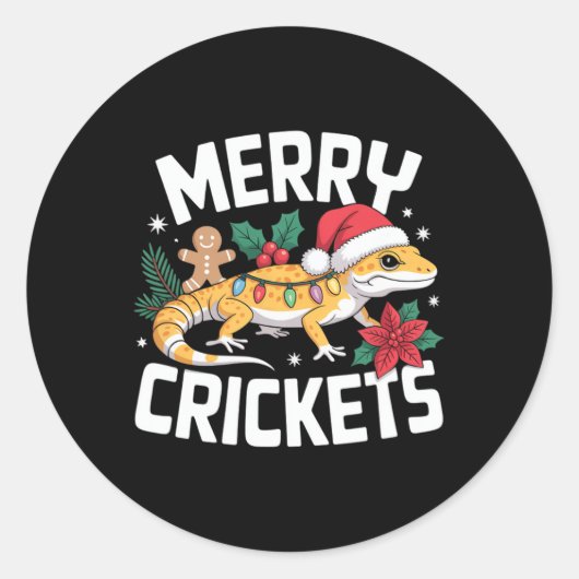 Schattigee Leopard Gecko kerstwoordspeling Ronde Sticker (Voorkant)