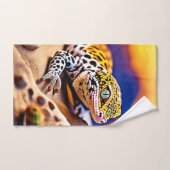Schattigee Leopard Gecko Sunset Desert Design Bad Handdoek (Handdoek)