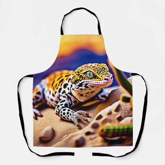 Schattigee Leopard Gecko Sunset Desert Design Schort (Voorkant)